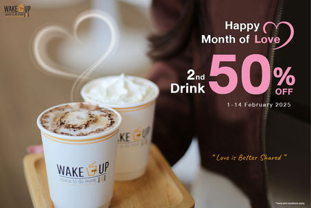 Love is Better Shared: Celebrate the Month of Love with Wake Up Coffee – Get 50% Off on Your Second Cup!