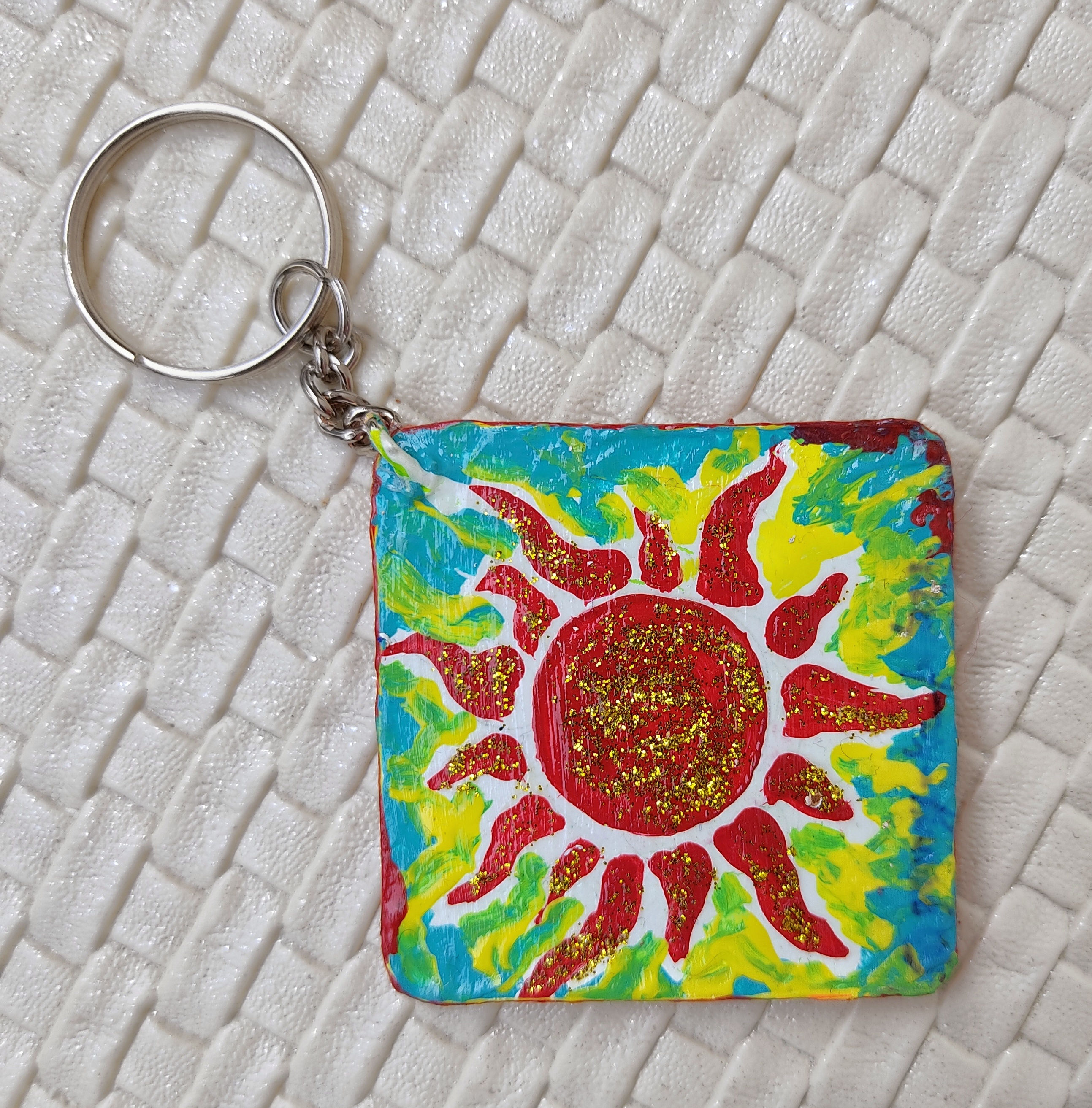 The Sun : Hand - Painted MDF Keychain