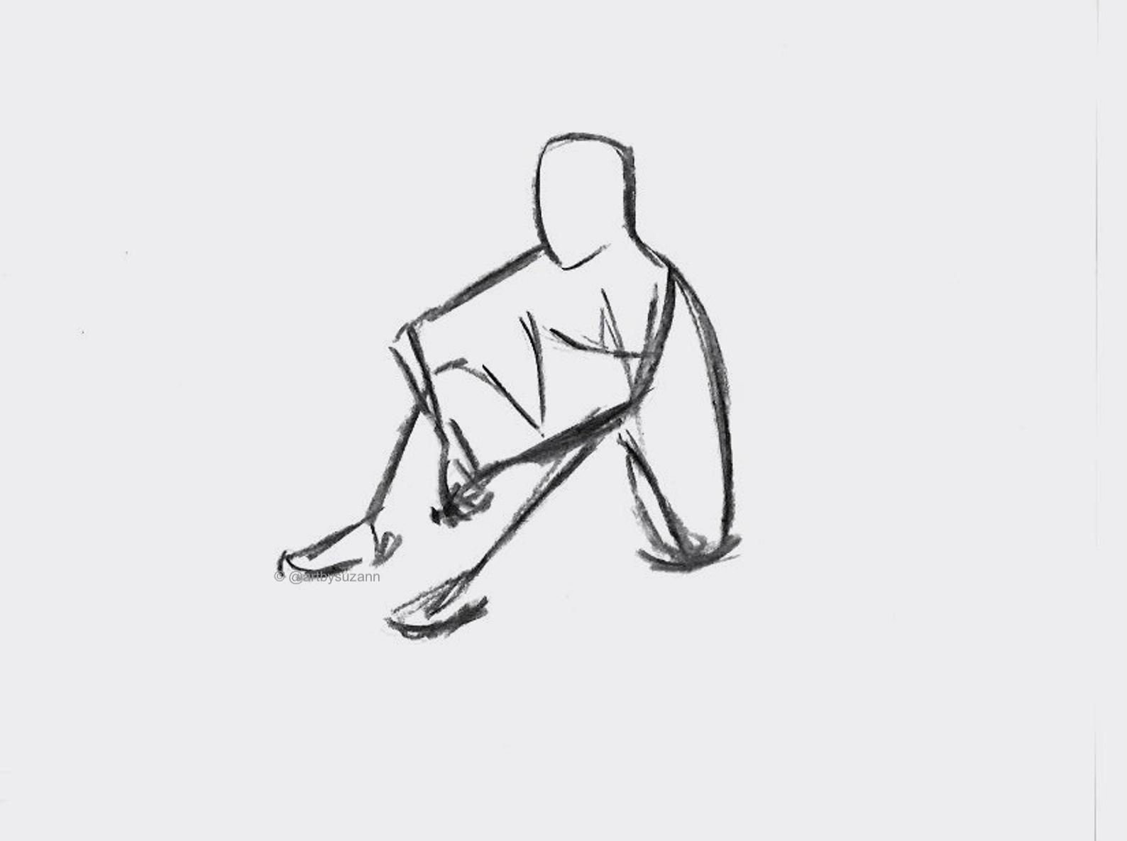 "Sitting Man" / original charcoal sketch