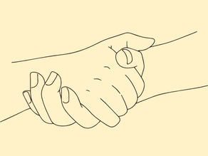 Ilustração linear de uma mão segurando a outra