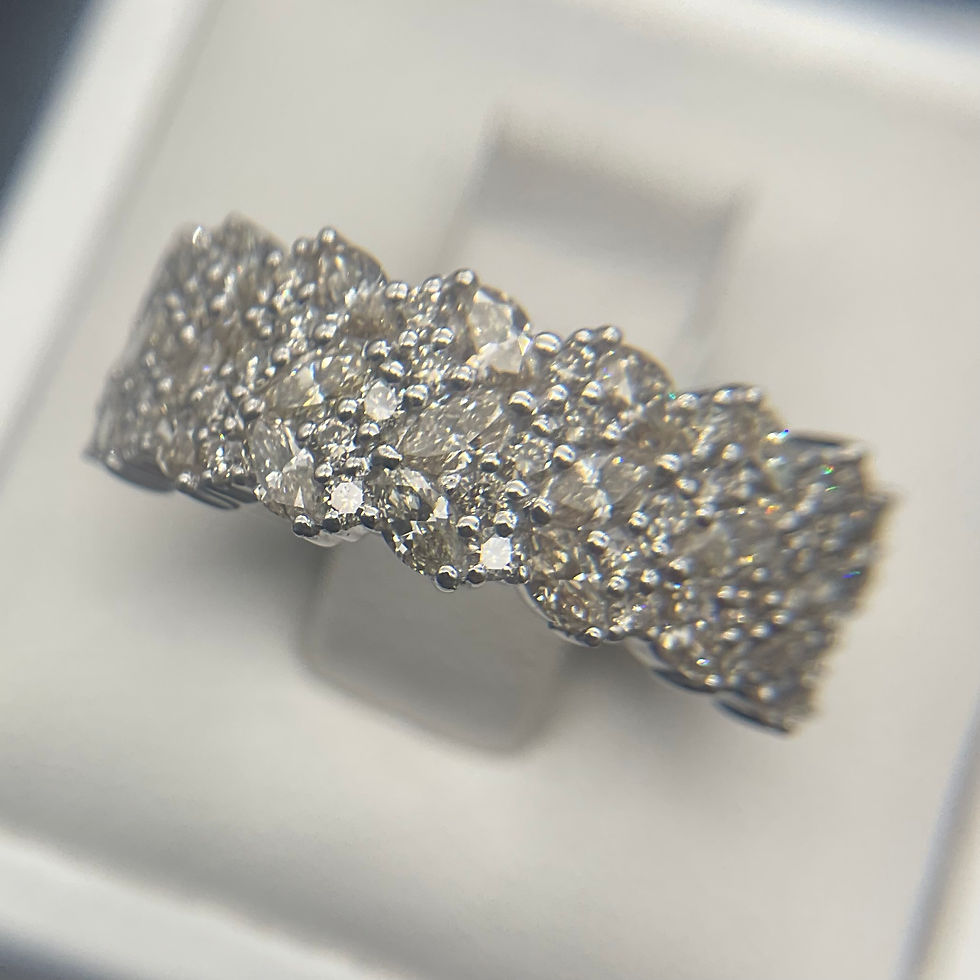 Thumbnail: Marquise and Round Brilliant 9K White Gold Pave Set Diamond Ring 