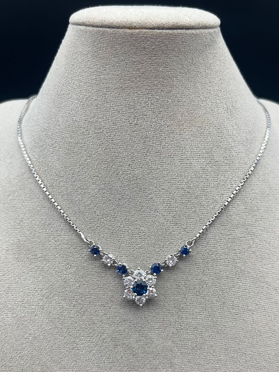 Thumbnail: Sapphire and Diamond 18K White Gold Necklace