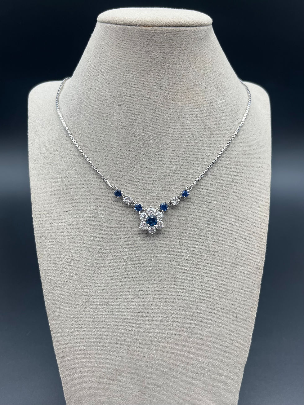 Thumbnail: Sapphire and Diamond 18K White Gold Necklace