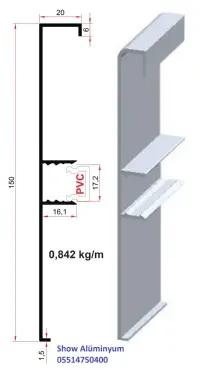 15 cm alüminyum süpürgelik 