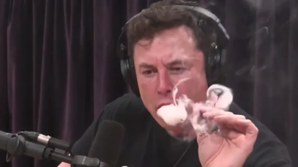 Elon Musk smoking marijuana on the Joe Rogan show.