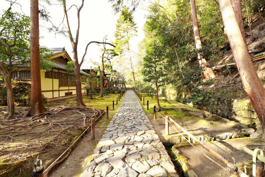 Beautiful stone garden pathway at Honen-in Temple in Kyoto.