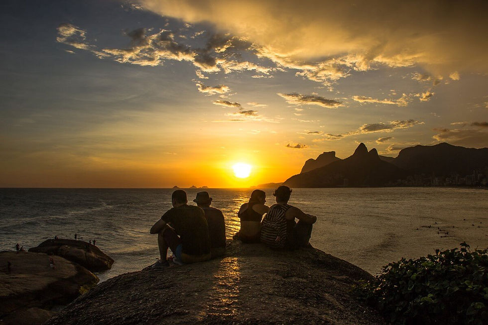Beautiful sunset view from Ipanema beach in Rio