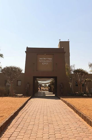 Entrance to Sossusvlei Lodge hotel, Sesriem, Namibia
