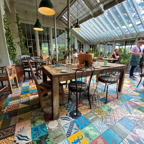 Gorgeous restaurant at the Pig Hotel in Brockenhurst, in Hampshire's New Forest