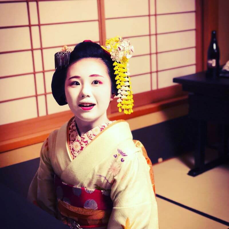 Beautiful young geisha at Gion Hatanaka in Kyoto