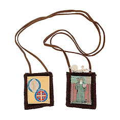 Catholic Holy Figure Saint Scapular 100% Wool Comes with Enrollment Papers (St. Benedict)