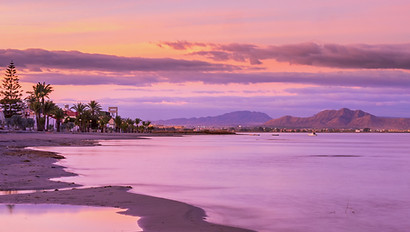Mar Menor beach at nightfall. The beach