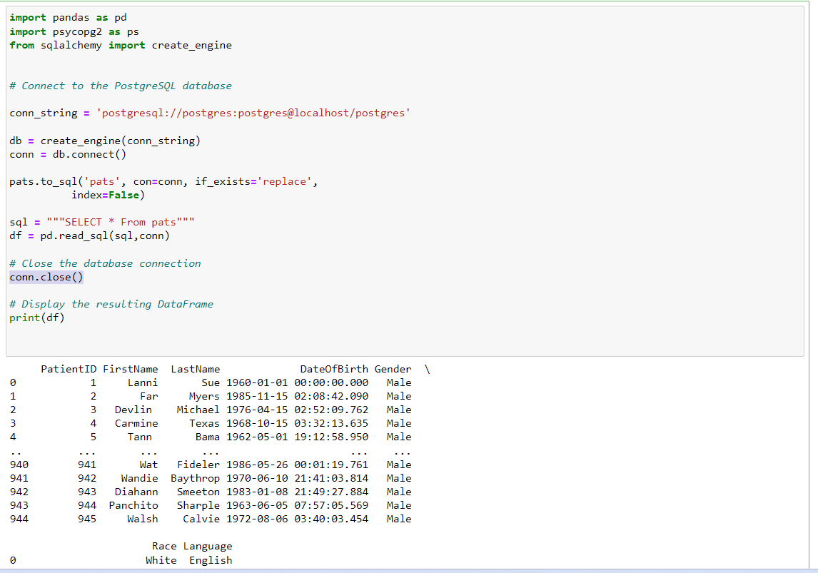 Python Fundamentals, PyWedge, SQL Connection, and Dashboards
