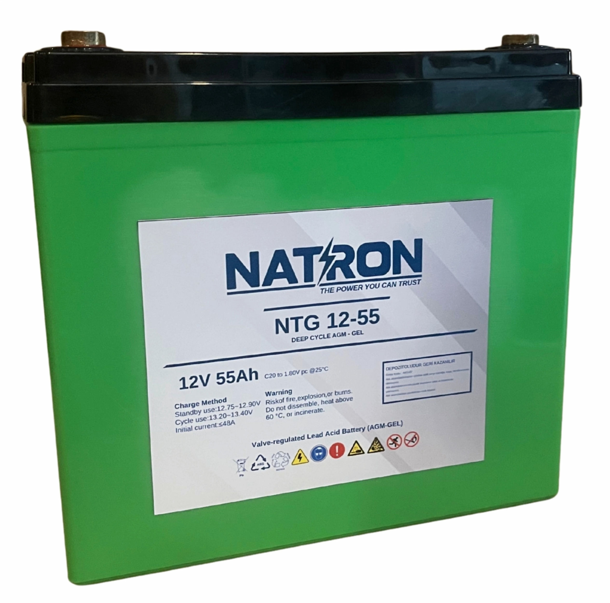 12V 55AH NTG 12-55 DEEP CYCLE AGM-GEL NATRON AKÜ