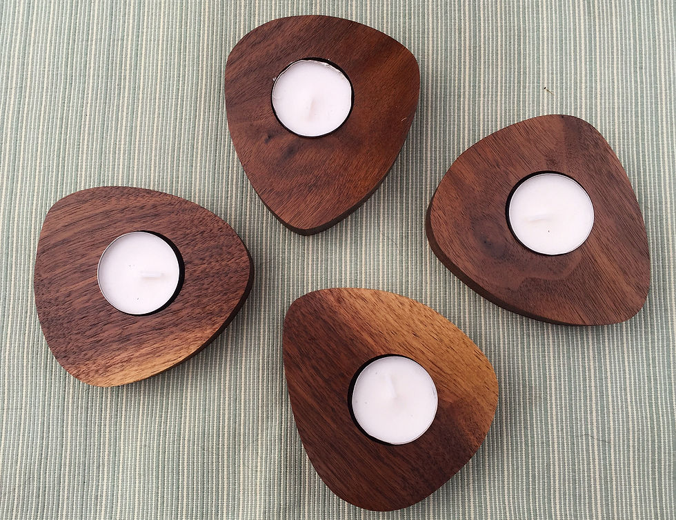 Thumbnail: Mid Century Modern Walnut Tealight Holders (2 per order)