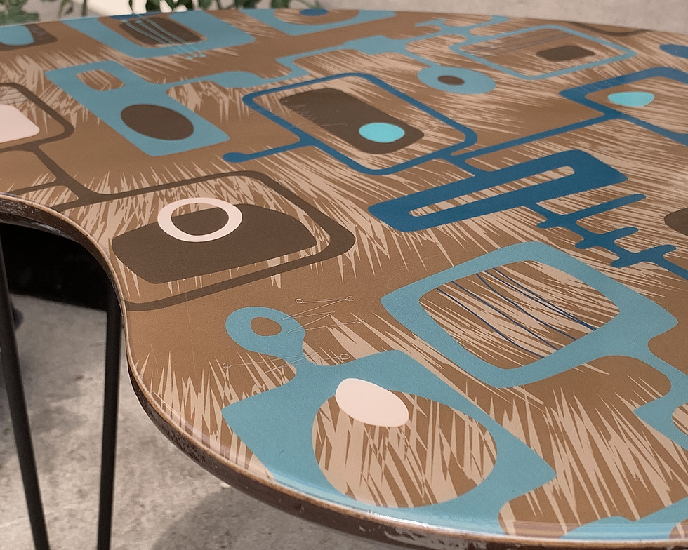 Thumbnail: Mid Century Modern Brown Googie Kidney Cocktail Side Accent Table