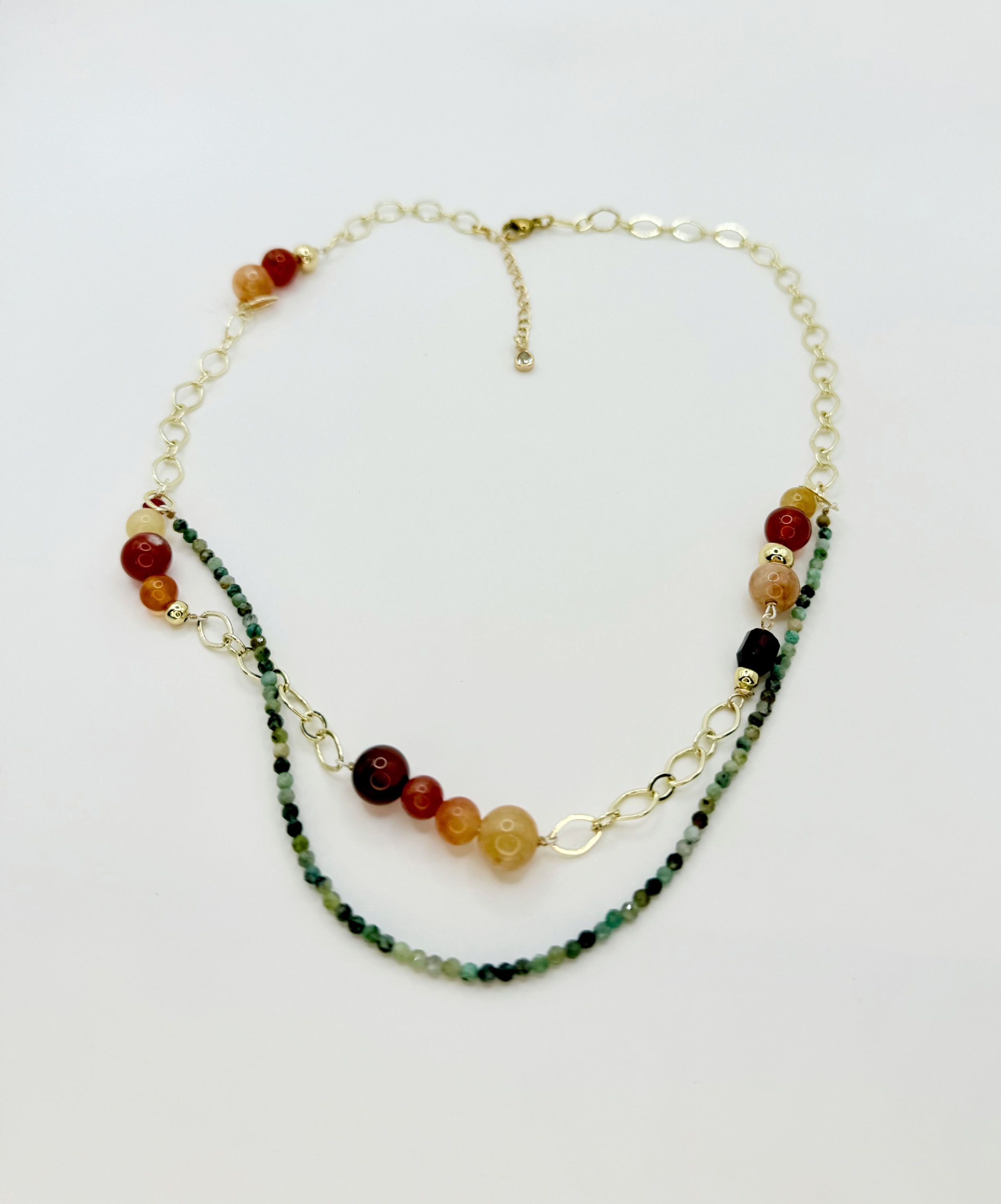 Heart of the Earth Necklace – Turquoise, Agate & Carnelian on 14k Gold Fill