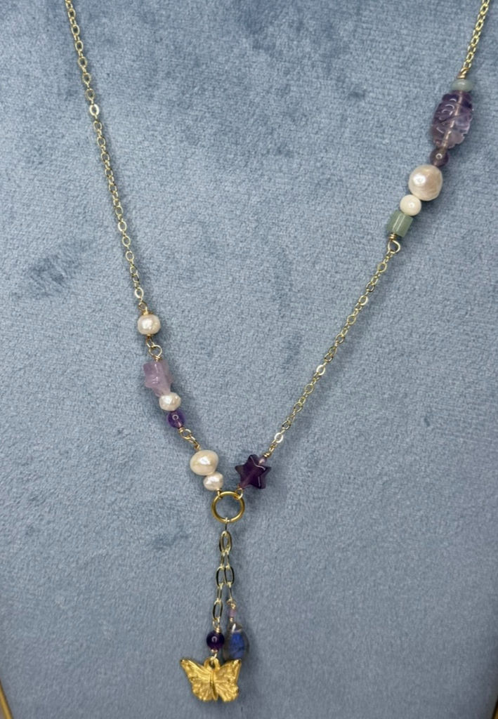 Thumbnail: Aurora’s Muse Necklace – Amazonite, Labradorite & Amethyst on 14k Gold Fill.