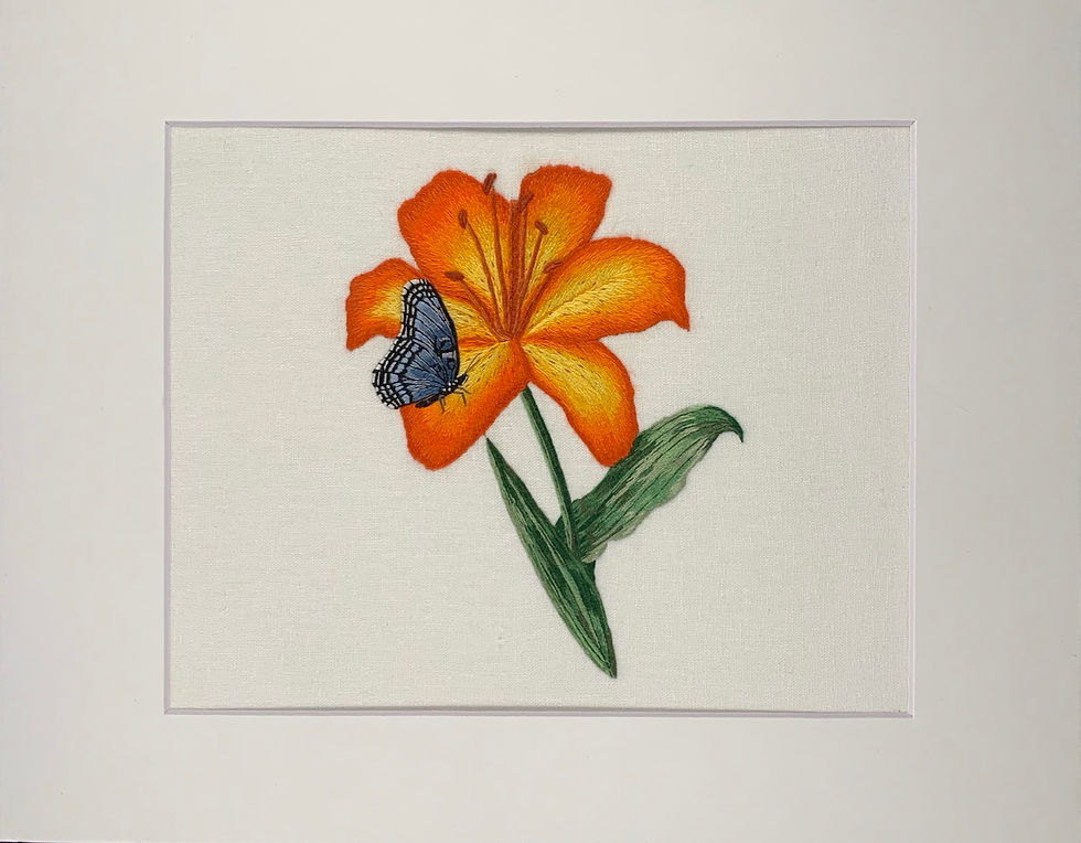 Thumbnail: Lily and Butterfly Embroidered artwork 