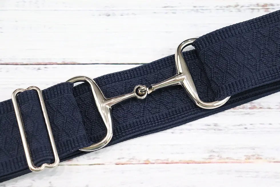 Thumbnail: 2 inch Navy diamond Elastic equestrian belt