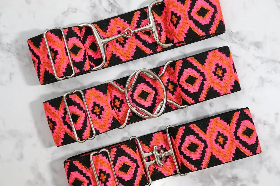 2 inch Red Aztec Elastic equestrian belt