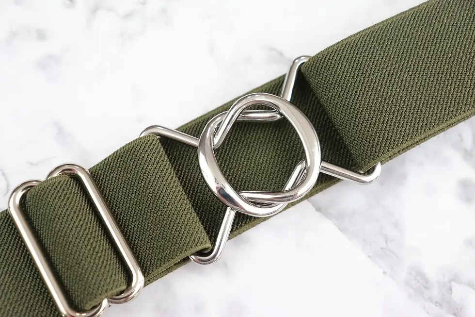 Thumbnail: 1.5 inch Army Green Elastic equestrian belt