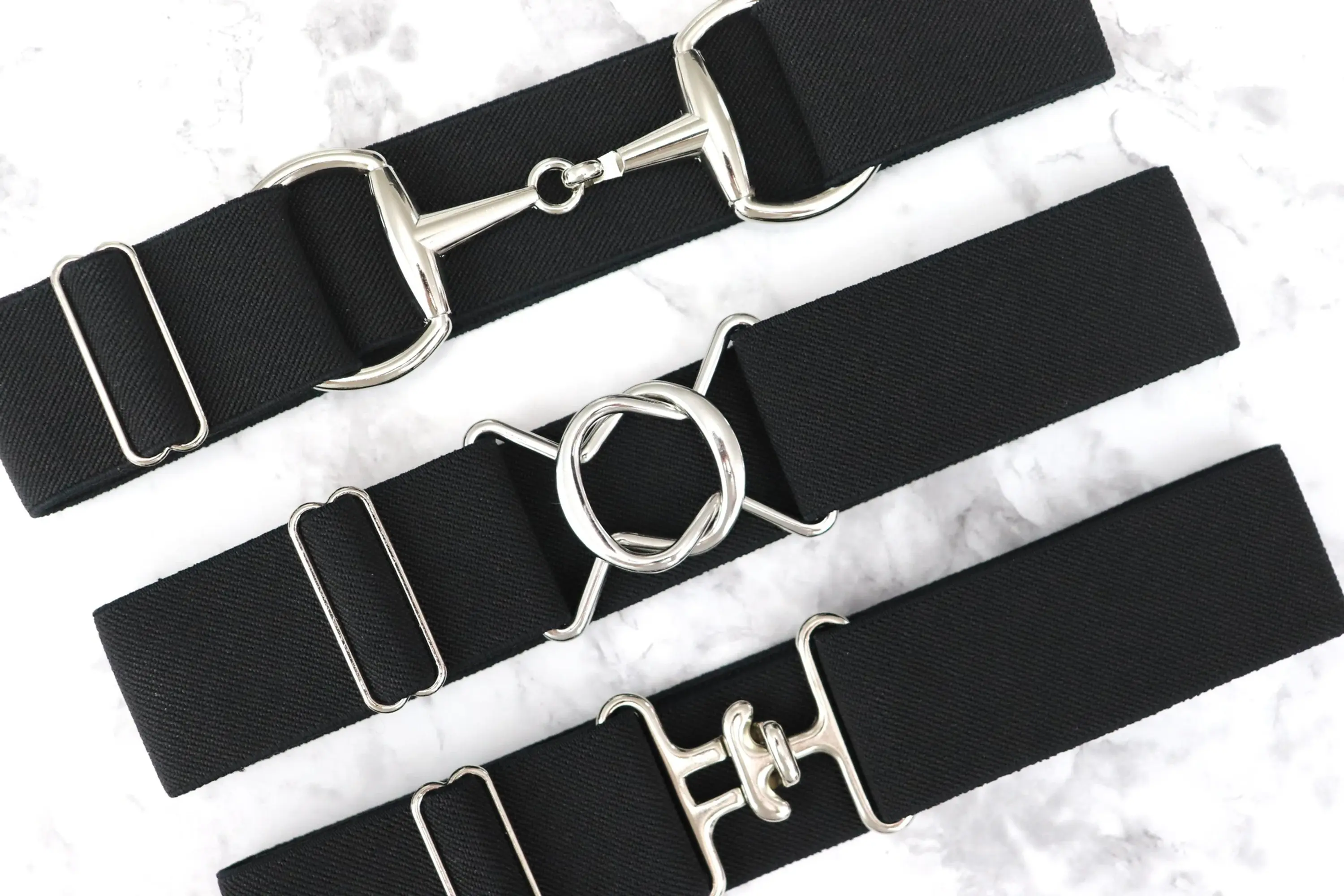 1.5 inch Black Plain Elastic equestrian belt