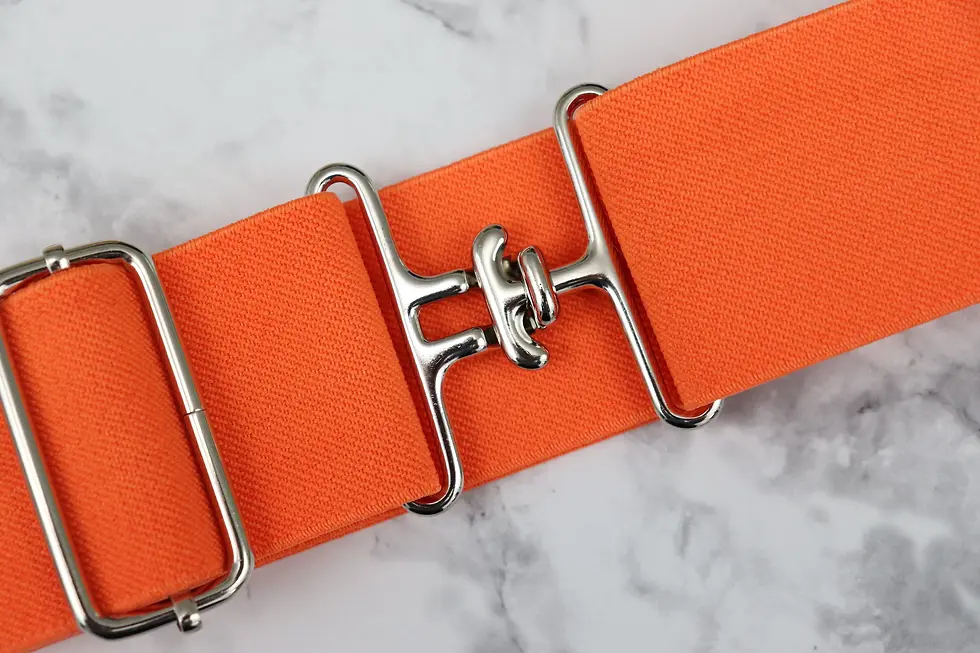 Thumbnail: 2 inch Yellow/Orange Solid Elastic equestrian belt