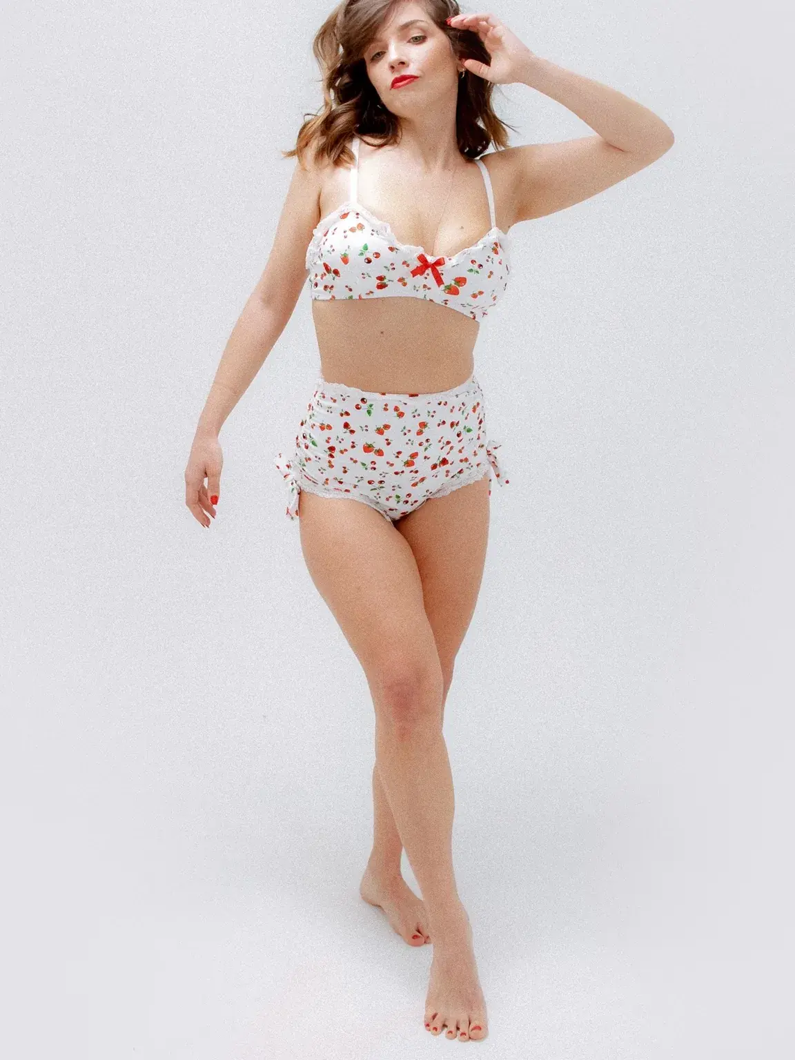 Cherry Pattern Bralette High Waist Bikini Mly Swimwear