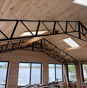 Trusses inside of new home addition