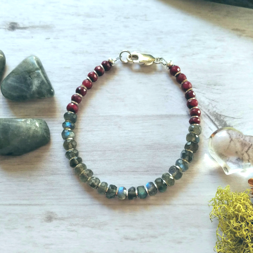 Labradorite & Ruby Bracelet
