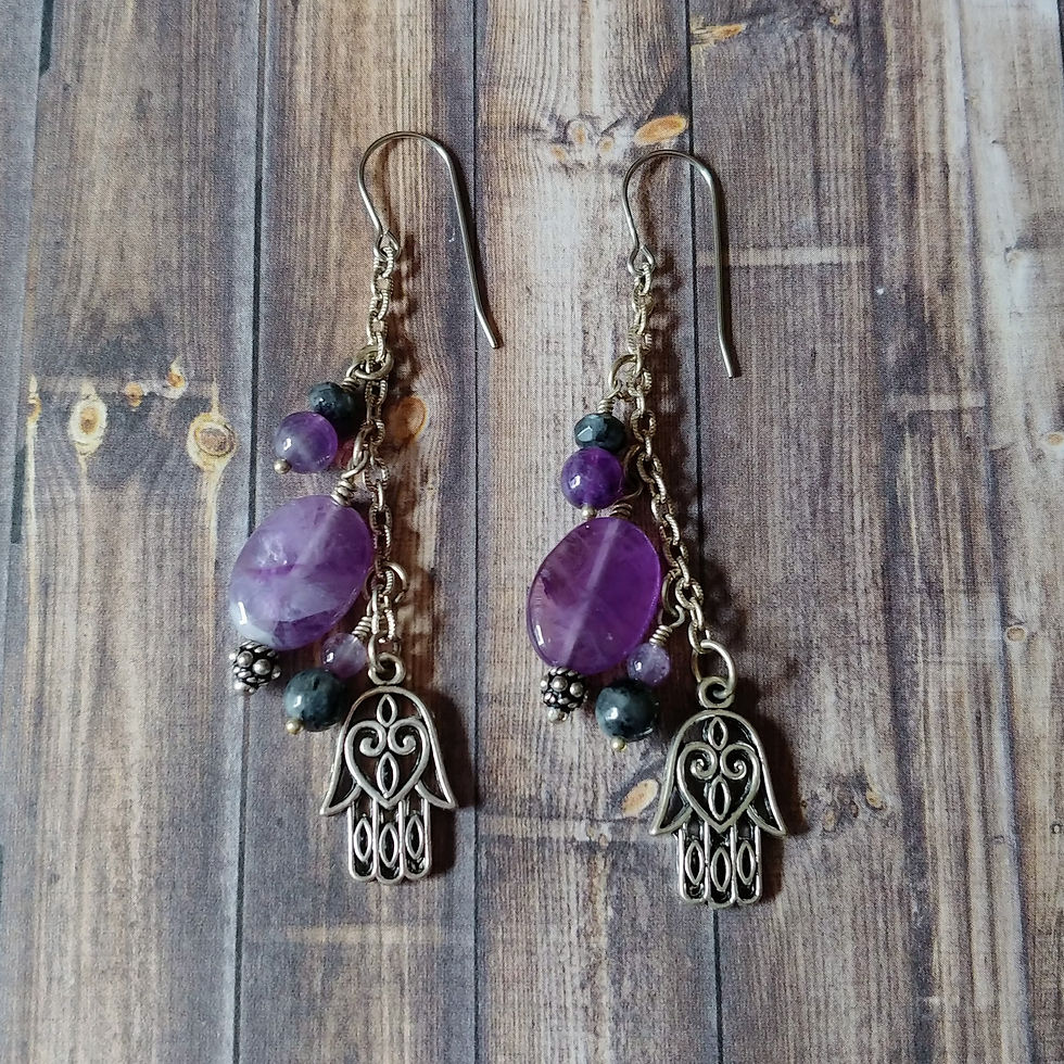 Amethyst & Larvikite Earrings