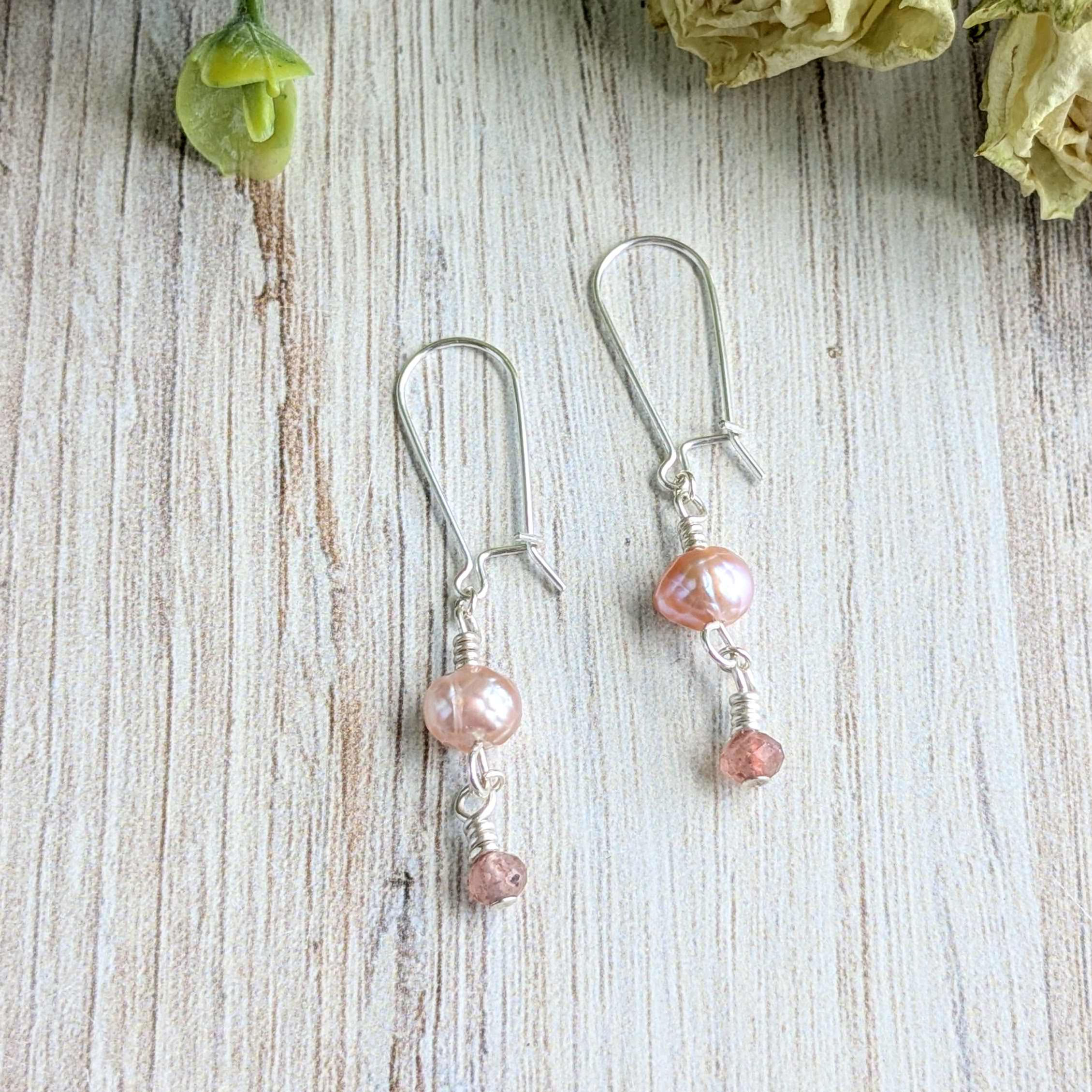 Pink Pearl & Lepidocrocite Earrings