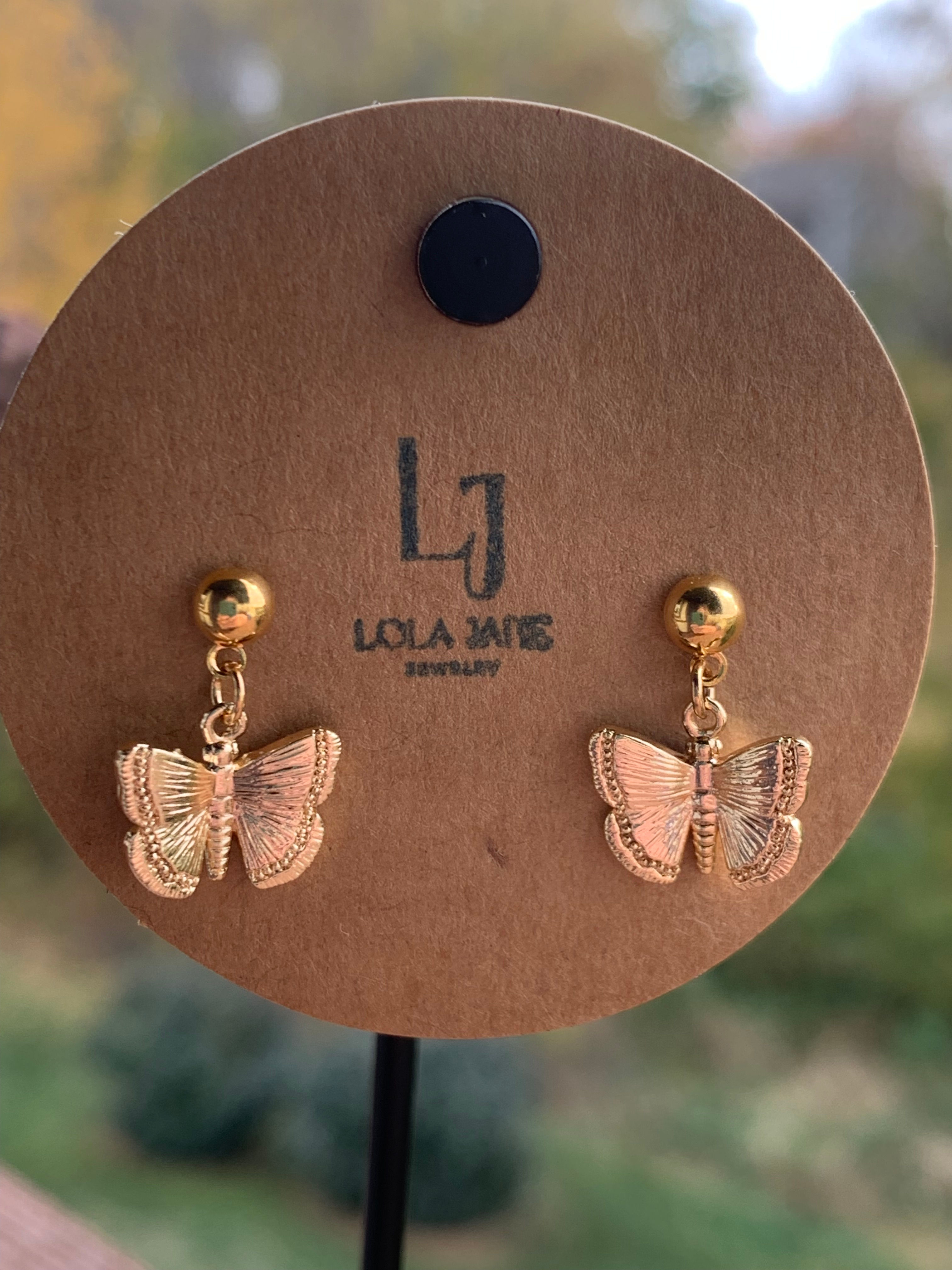 Gold Butterfly Earrings