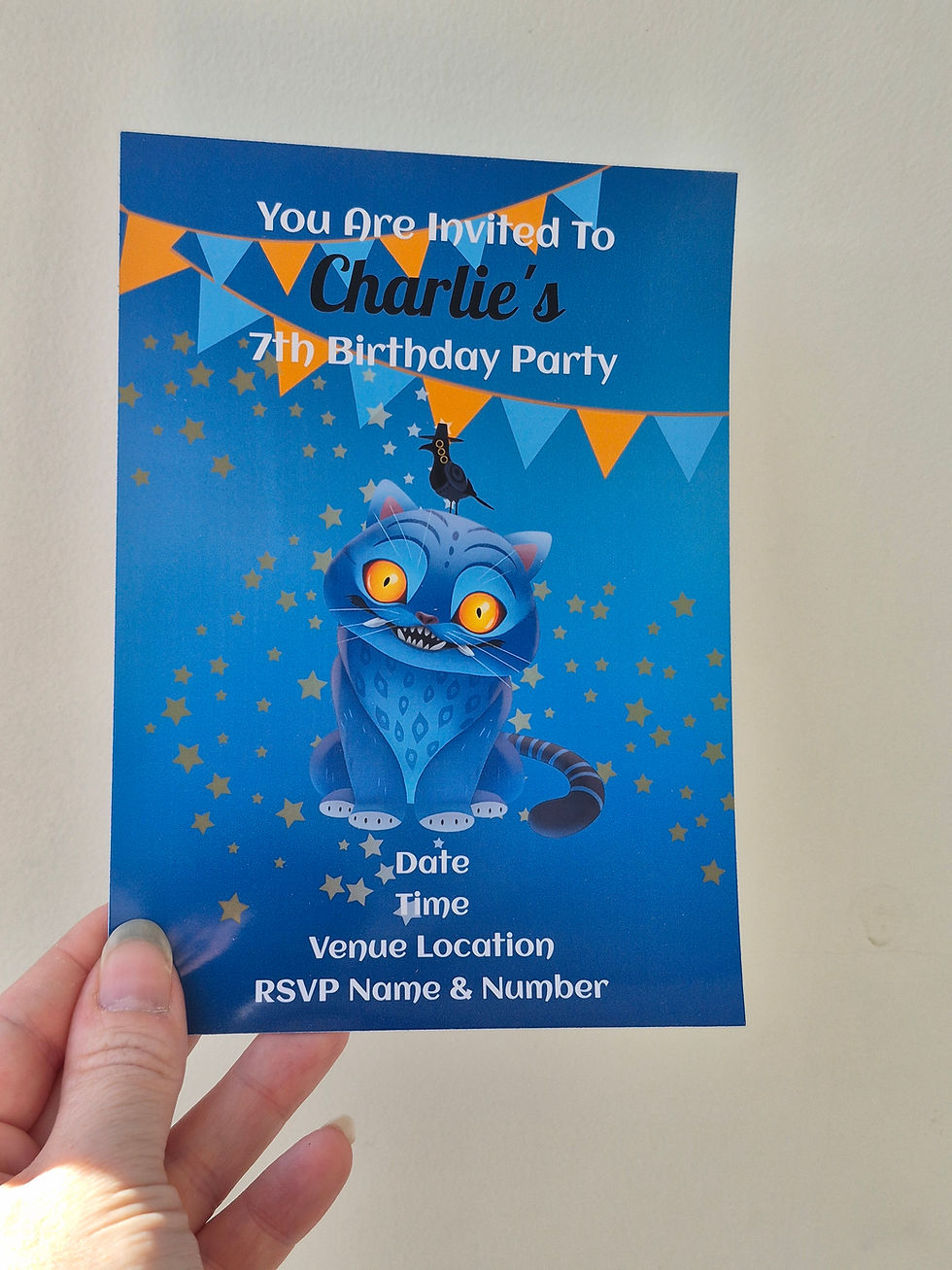 personalised demon huntyers, Derpy party invitations, full colour