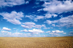 The land with the blue sky