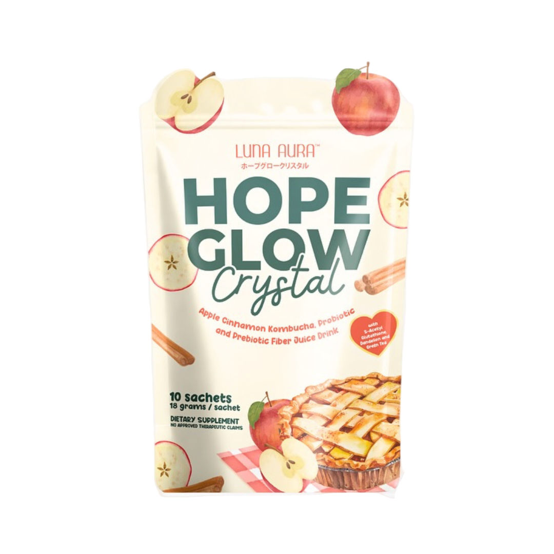 Luna Aura Hope Glow Crystal Apple Cinnamon Kombucha, Probiotic and Prebiotic Fib