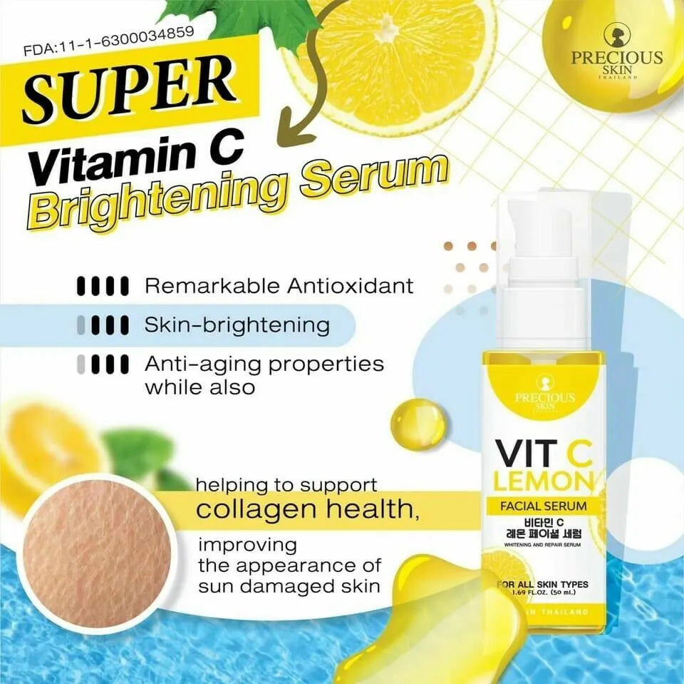 Thumbnail: Precious Skin Vit C Lemon Facial Serum Whitening and Repair  50ML