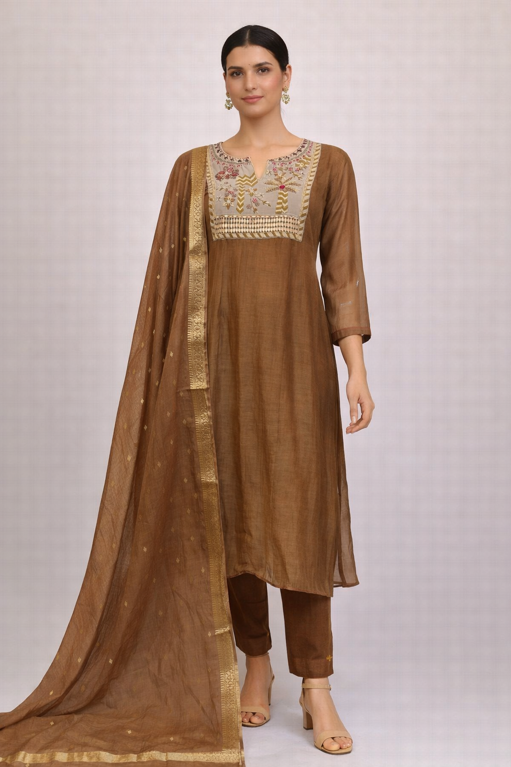 Devi Mul Chanderi Handwork Suit