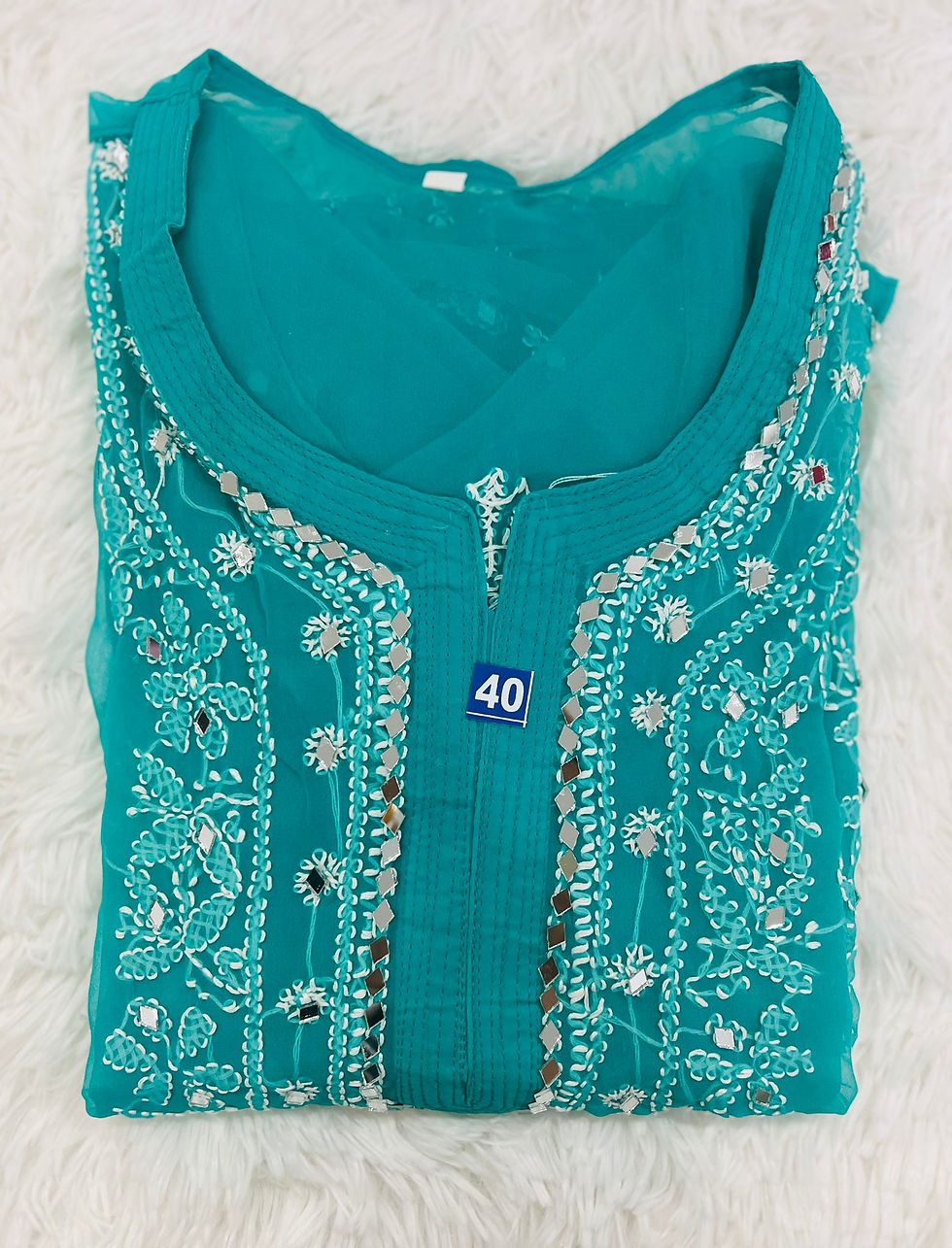 Thumbnail: Full Mirror Work Chikankari Kurti
