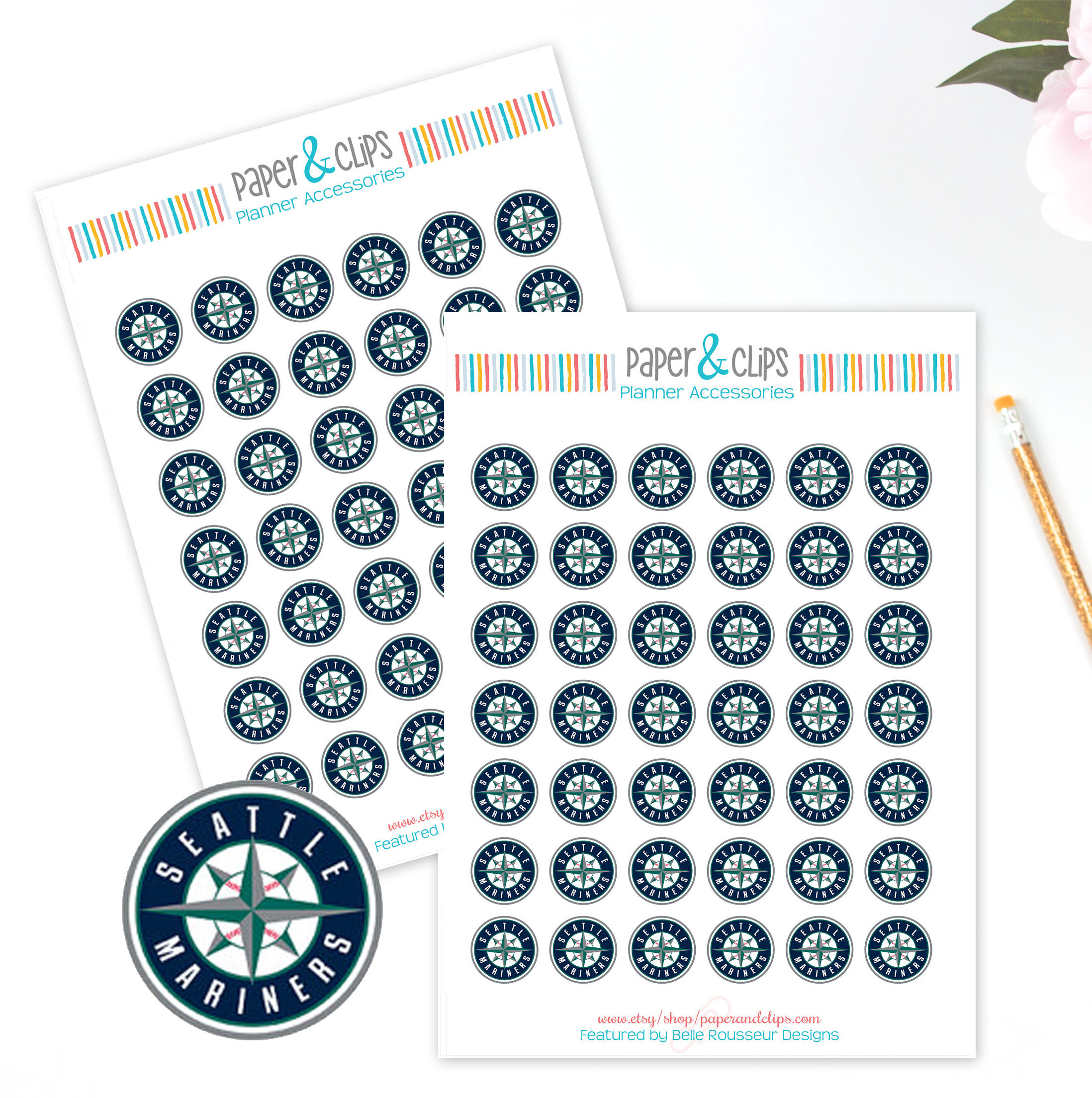 Seattle Mariners Baseball Reminder or Planner Stickers