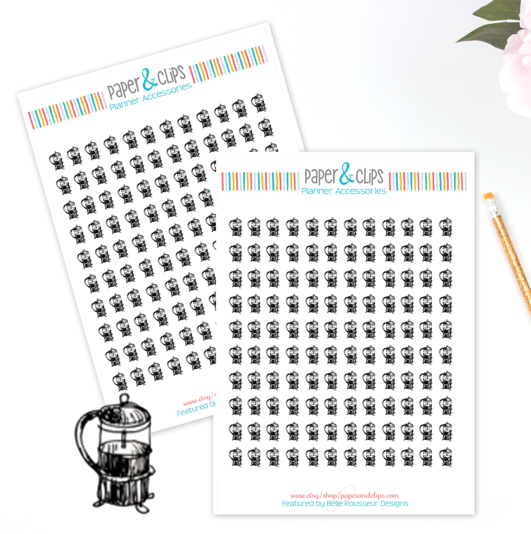 French Press Planner Stickers