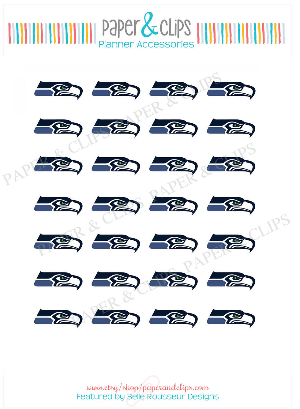 Thumbnail: Seattle Seahawks Football Reminder or Planner Stickers