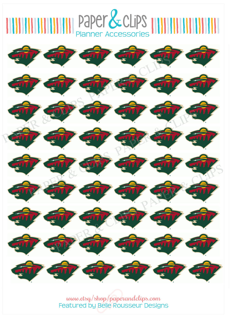 Thumbnail: Minnesota Wild Hockey Reminder or Planner Stickers