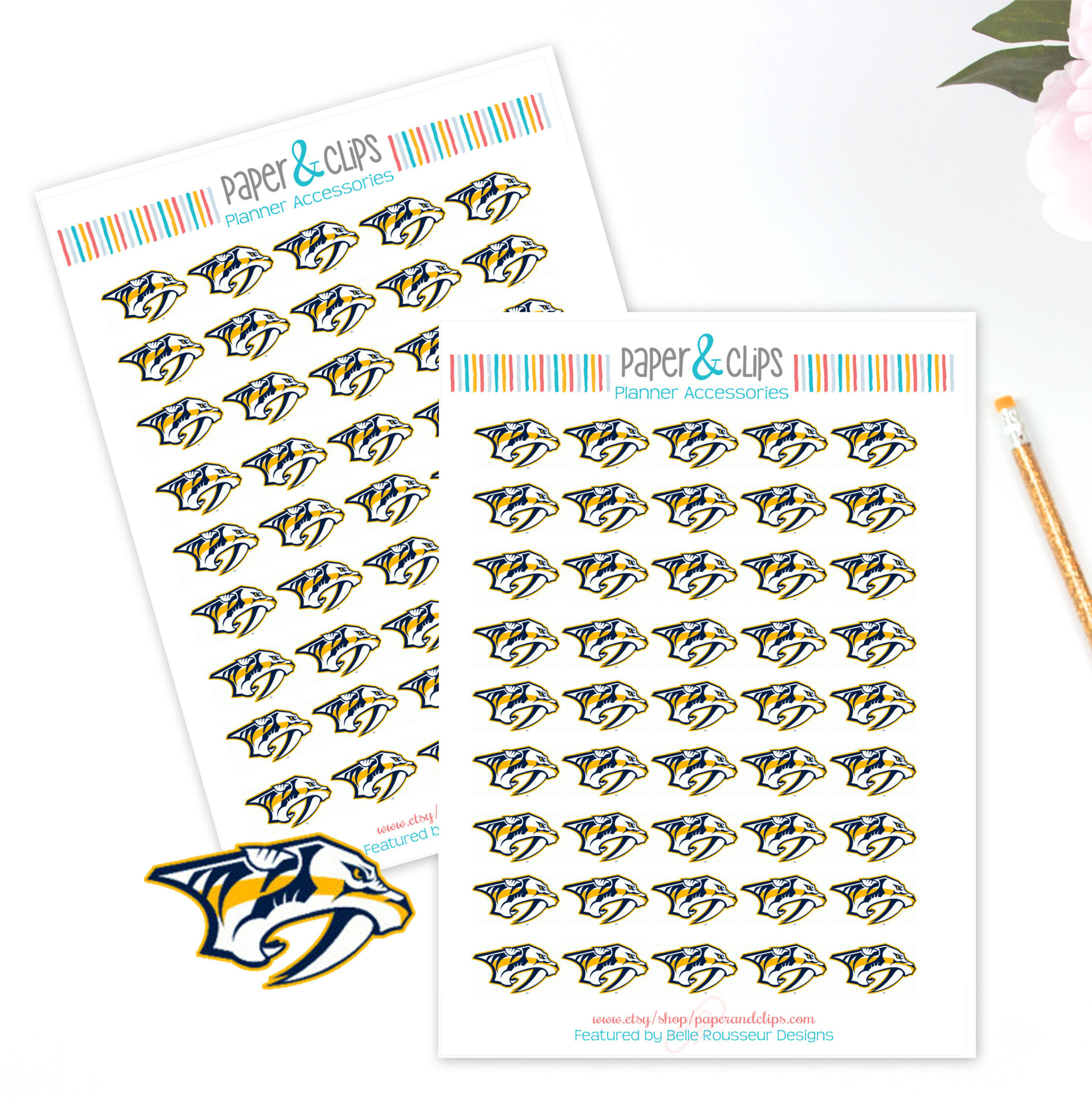 Nashville Predators Hockey Reminder or Planner Stickers