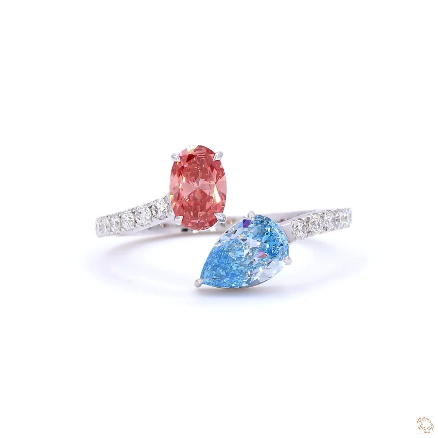 2.85 CARAT FANCY VIVID BLUE & PINK 0.68 CT & 0.54 CT RING-JDB-169