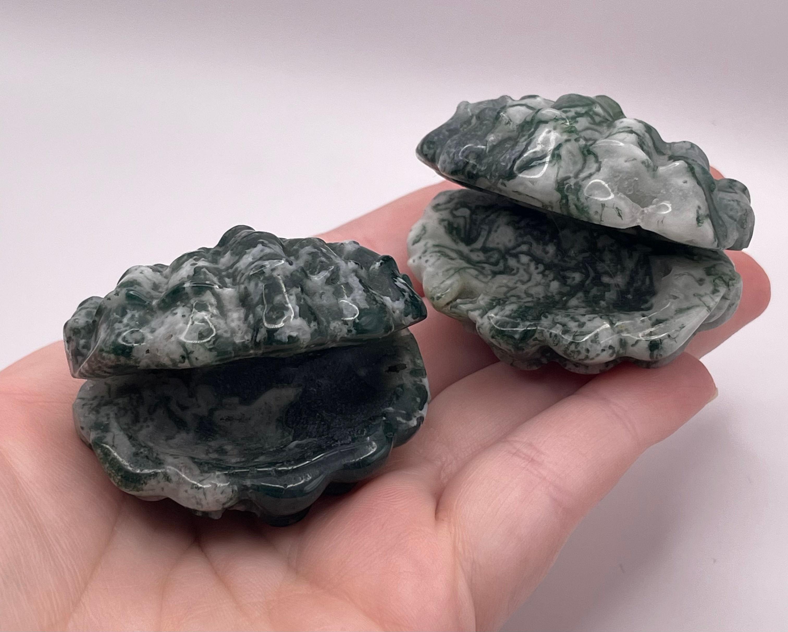 Moss Agate Clam Shell