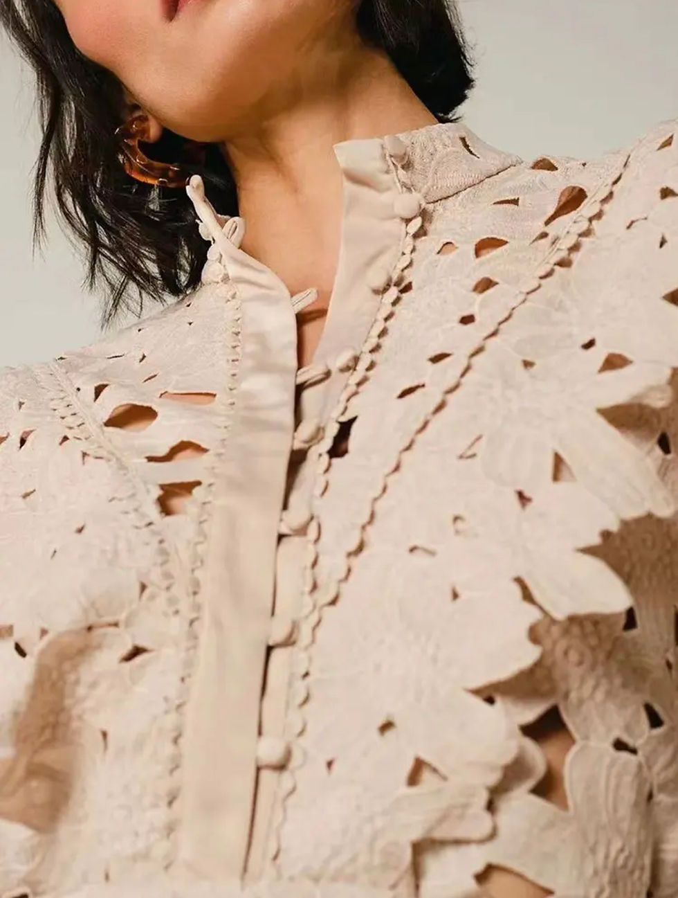 Thumbnail: Laser cut layered ruffles blouse and skirt set
