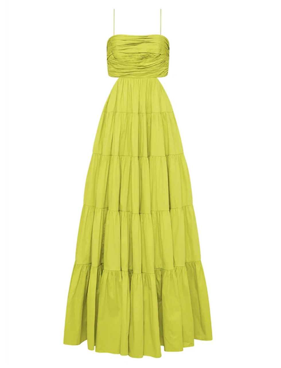 Thumbnail: Chartreuse peek-a-boo maxi dress