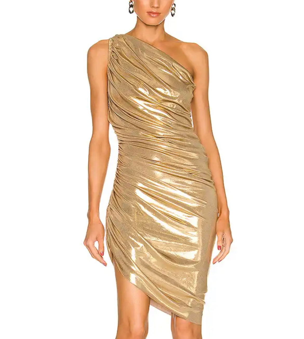 Ruched one-shoulder party dress